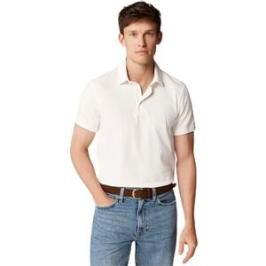 J.Crew Mens Slub‎ Cotton Polo Shirt Large White Short Sleeve Casual NWOT